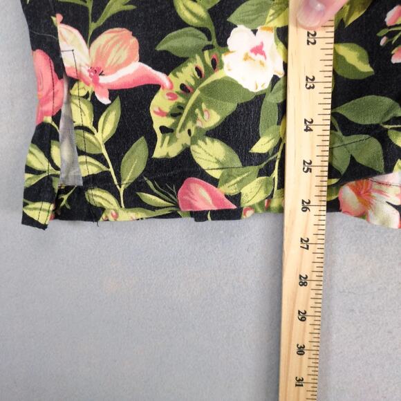 Analogy Black Tropical Button Up Rayon Shirt Women's Plus 1X Short Sleeve Casual - Picture 6 of 10